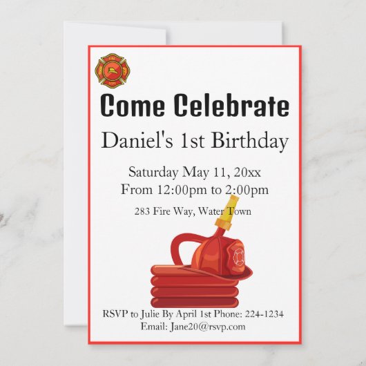 Feuerwehrmann Sound Einladung (Rückseite)