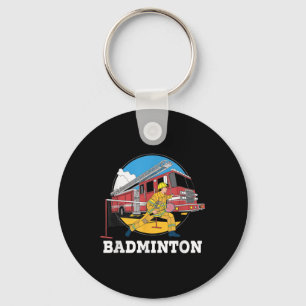 Feuerwehrmann spielt Badminton Feuerwehrmann Feuer Schlüsselanhänger