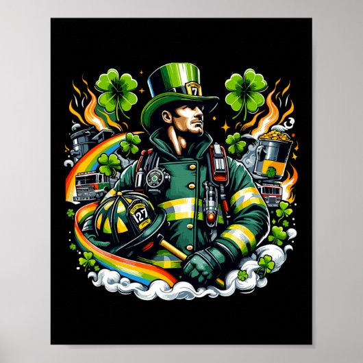 Feuerwehrmann St Patricks Day Männer Feuerwehrtrup Poster (Vorne)