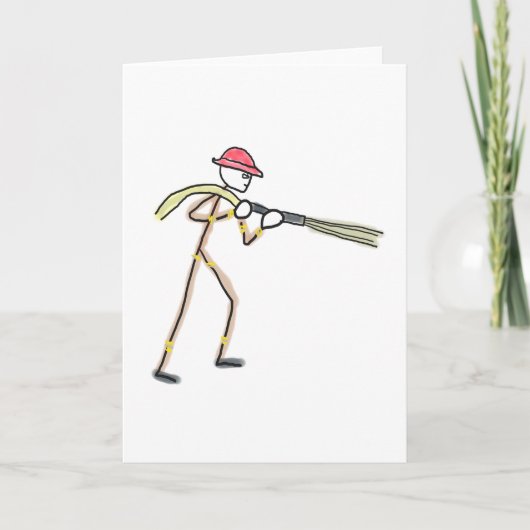 Feuerwehrmann Stickman Karte (Vorderseite)