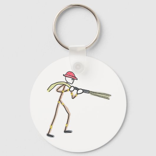 Feuerwehrmann Stickman Schlüsselanhänger (Vorderseite)