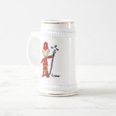 Feuerwehrmann-Strichmännchen Bierglas (Vorderseite Links)