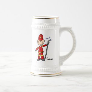 Feuerwehrmann-Strichmännchen Bierglas
