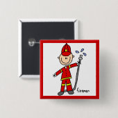 Feuerwehrmann-Strichmännchen Button (Vorne & Hinten)