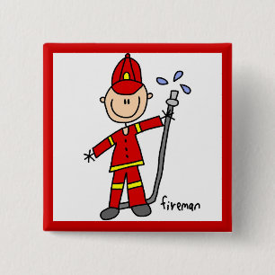 Feuerwehrmann-Strichmännchen Button