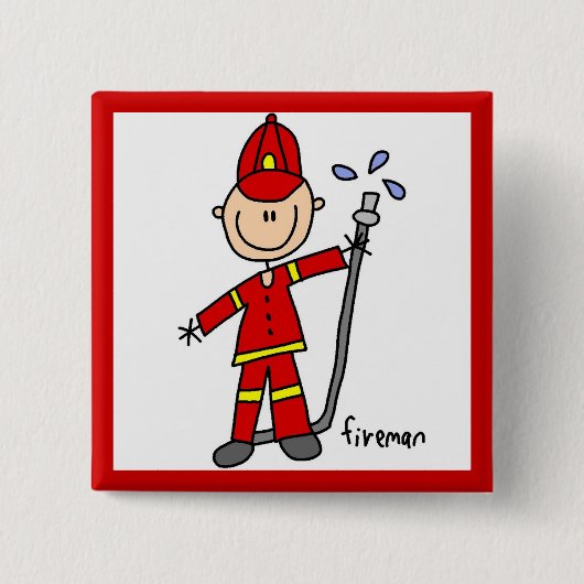 Feuerwehrmann-Strichmännchen Button (Vorderseite)
