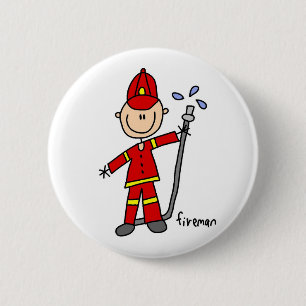 Feuerwehrmann-Strichmännchen Button