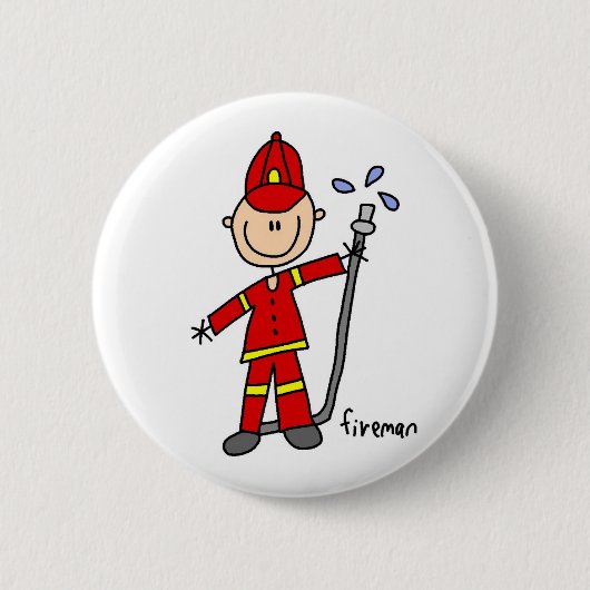 Feuerwehrmann-Strichmännchen Button (Vorderseite)