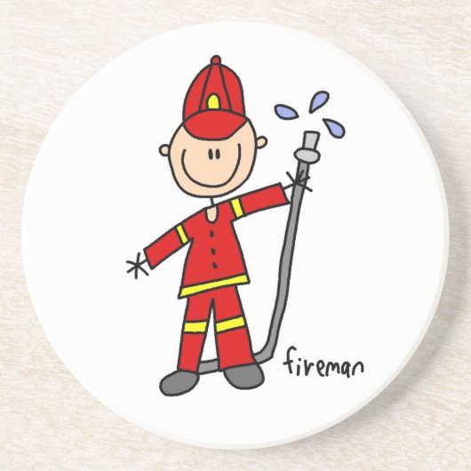Feuerwehrmann-Strichmännchen Getränkeuntersetzer (Vorne)