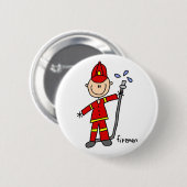 Feuerwehrmann-Strichmännchen-Knopf Button (Vorne & Hinten)
