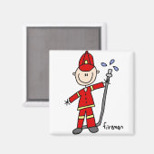 Feuerwehrmann-Strichmännchen-Magnet Magnet (Vorderseite/Rückseite)