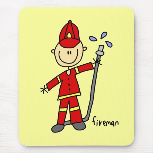 Feuerwehrmann-Strichmännchen Mousepad (Vorne)