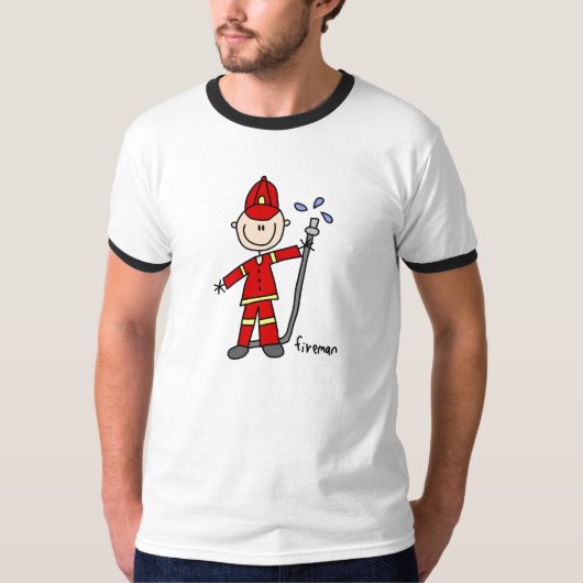 Feuerwehrmann-Strichmännchen T-Shirt (Vorderseite)