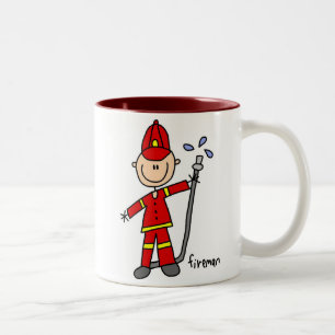 Feuerwehrmann-Strichmännchen Zweifarbige Tasse