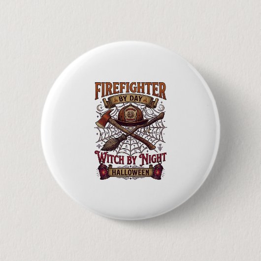 Feuerwehrmann Tag Hexennacht Halloween Helm Axt B Button (Vorderseite)