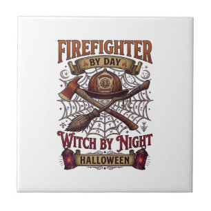 Feuerwehrmann Tag Hexennacht Halloween Helm Axt B Fliese