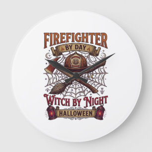 Feuerwehrmann Tag Hexennacht Halloween Helm Axt B Große Wanduhr