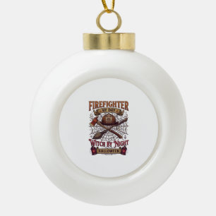 Feuerwehrmann Tag Hexennacht Halloween Helm Axt B Keramik Kugel-Ornament