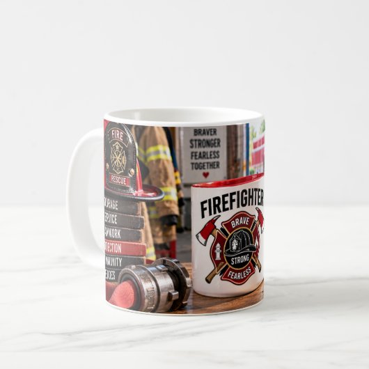 Feuerwehrmann Tapfer Stark Tasse (Vorderseite Links)