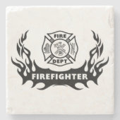 Feuerwehrmann-Tätowierung Steinuntersetzer (Vorderseite)