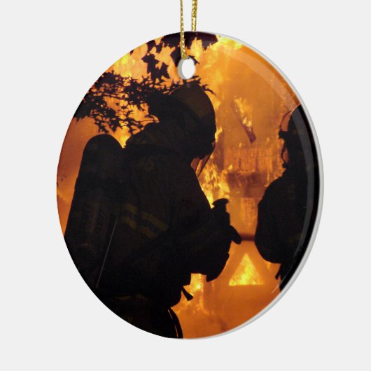 Feuerwehrmann-Team Keramik Ornament (Links)