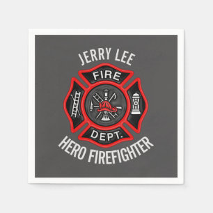 Feuerwehrmann-Text-Name personalisiert Serviette