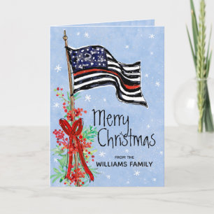Feuerwehrmann Thin Red Line Flag Frohe Weihnachten