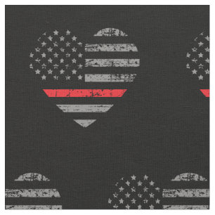 Feuerwehrmann Thin Red Line Flag Herzmuster Stoff