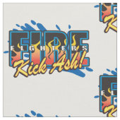 Feuerwehrmann-Tritt-Asche! Stoff (Nahaufnahme)