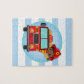 Feuerwehrmann Truck Afrikanischer Junge Puzzle (Horizontal)