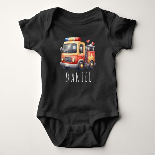 Feuerwehrmann Truck Niedlich Feuerwehrmann Baby Strampler (Vorderseite)