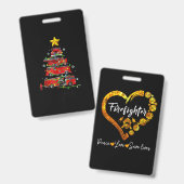 Feuerwehrmann Truck Weihnachtsbaum Männer Frauen Ausweis (Front & Back)