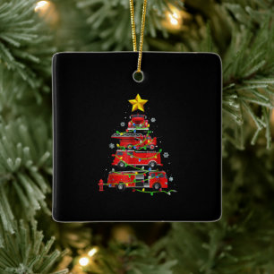 Feuerwehrmann Truck Weihnachtsbaum Männer Frauen Keramikornament