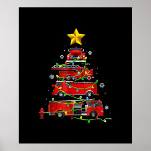 Feuerwehrmann Truck Weihnachtsbaum Männer Frauen Poster