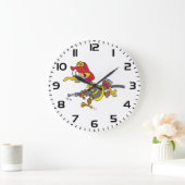 Feuerwehrmann Truthahn mit Schlauch Große Wanduhr (Zuhause)