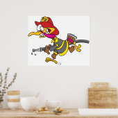 Feuerwehrmann Truthahn mit Schlauch Poster (Küche)