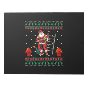 Feuerwehrmann Ugly Weihnachts-Sweater Xmas Boys Gi Notizblock