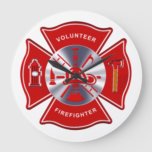 Feuerwehrmann-Uhr - Freiwilliger Große Wanduhr (Vorderseite)