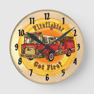 Feuerwehrmann Uhr mit Feuer