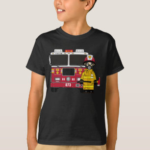 Feuerwehrmann-und Feuer-Motor-T - Shirt