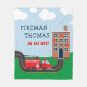 Feuerwehrmann und Feuerwehrfahrzeug mit Vorname Li Fleecedecke (Vorderseite)