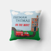 Feuerwehrmann und Feuerwehrfahrzeug mit Vorname Li Kissen (Rückseite)