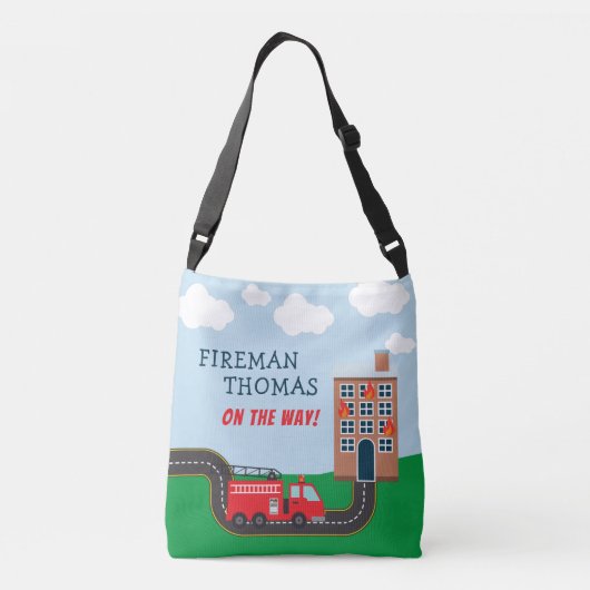 Feuerwehrmann und Feuerwehrfahrzeug mit Vorname Li Tragetaschen Mit Langen Trägern (Rückseite)