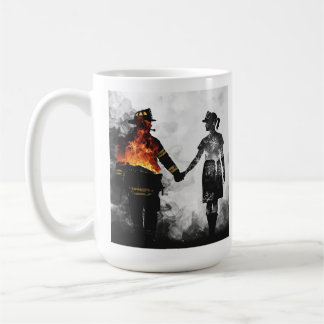 Feuerwehrmann und Krankenschwester Paar Silhouette Kaffeetasse
