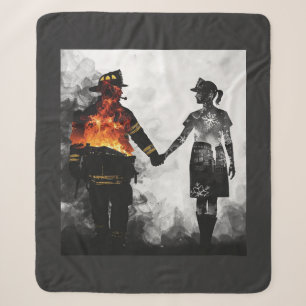 Feuerwehrmann und Krankenschwester Paar Silhouette Sherpadecke
