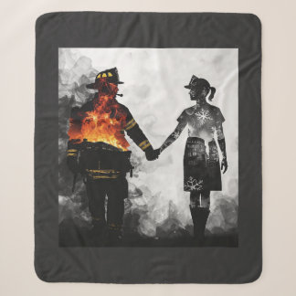 Feuerwehrmann und Krankenschwester Paar Silhouette Sherpadecke