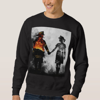 Feuerwehrmann und Krankenschwester Paar Silhouette Sweatshirt