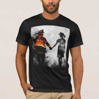 Feuerwehrmann und Krankenschwester Paar Silhouette T-Shirt