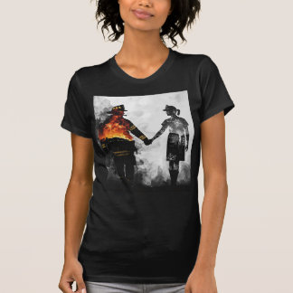 Feuerwehrmann und Krankenschwester Paar Silhouette T-Shirt
