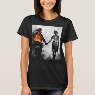 Feuerwehrmann und Krankenschwester Paar Silhouette T-Shirt